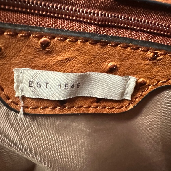 Elegant Brown Faux Ostrich Leather Crossbody With Tassels - Picture 7 of 8